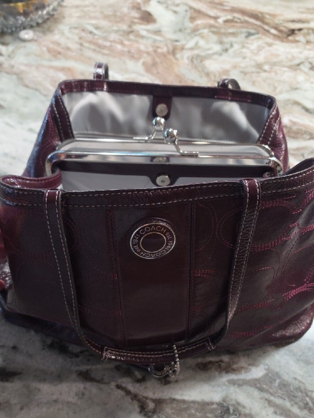 Coach Leather Purse - Plum - Picture 3 of 7